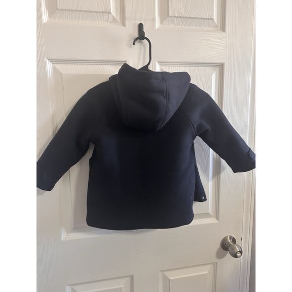 Zara Duffle Faux Shearling Lining Hooded Coat Size 2-3 Years Black Zip Up - Picture 6 of 8